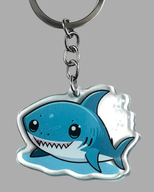 Shark Acrylic Keychain, Wildlife Cute kawaii memorial ornament, pet portrait charm, backpack fob, dad car décor, stocking stuffer, birthday gift