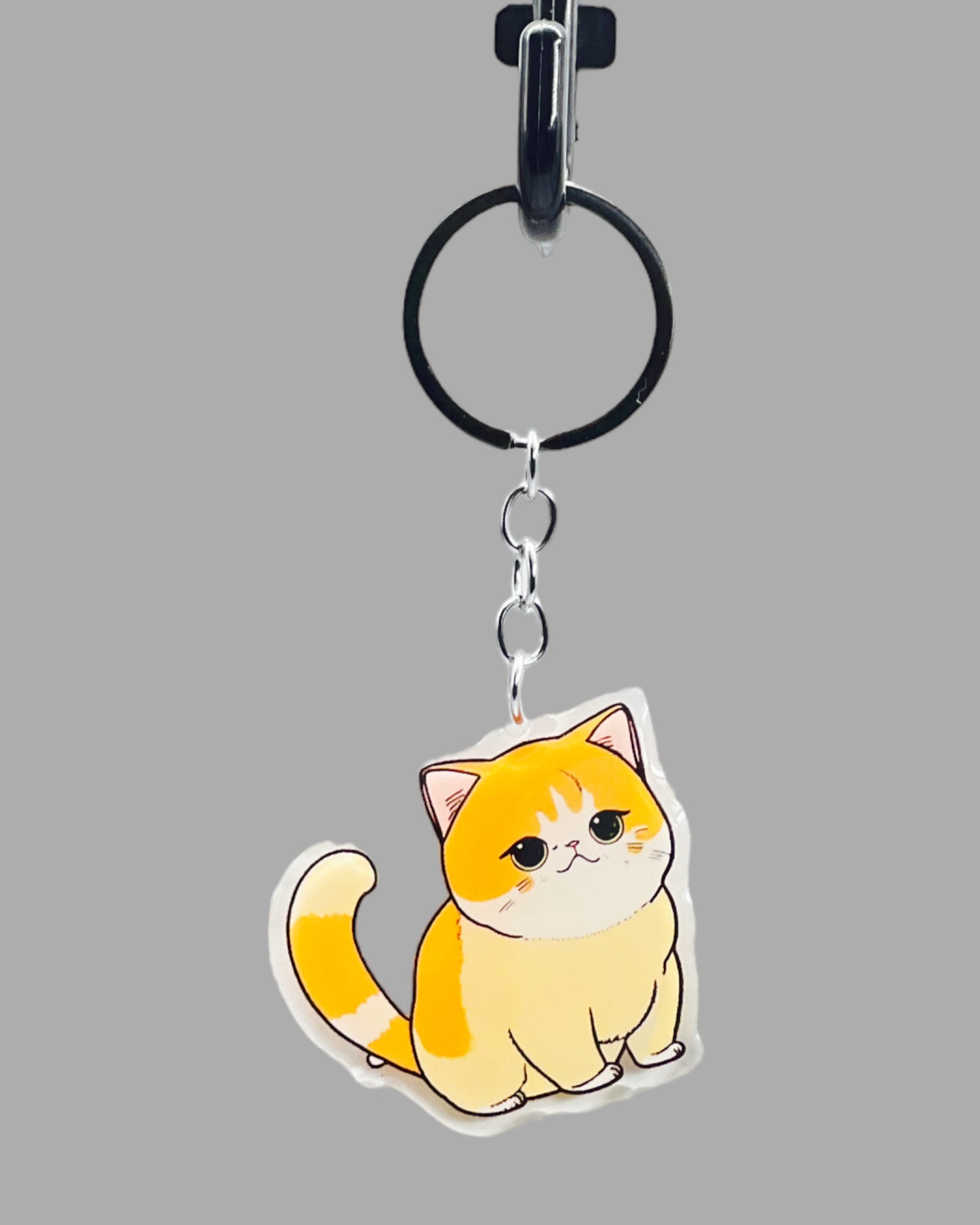 Orange Tabby Cat Acrylic keychain, Cute kawaii memorial ornament, pet portrait charm gift backpack fob, dad car décor, first day of school gift