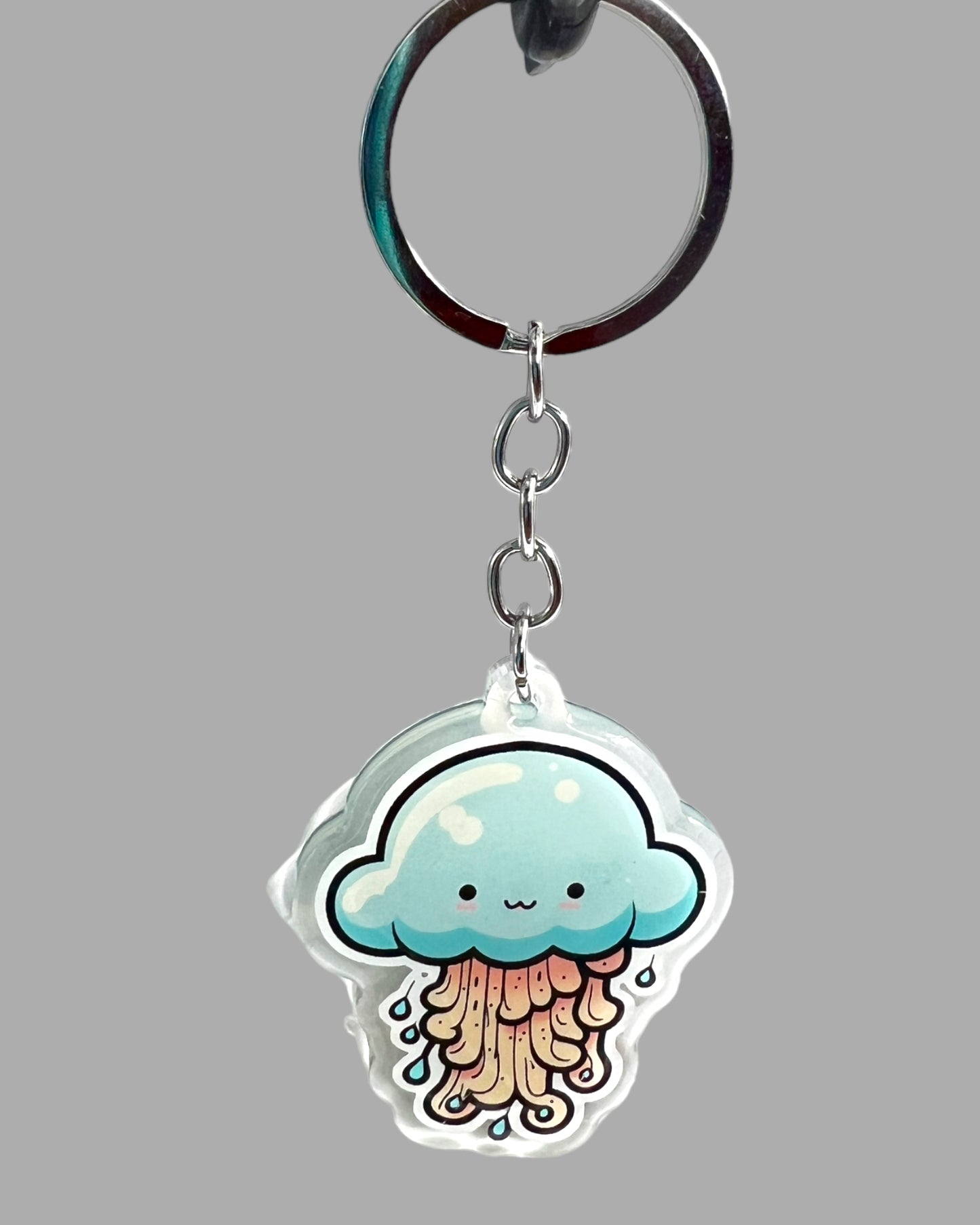 Jellyfish Acrylic Keychain, Wildlife Cute kawaii memorial ornament, pet portrait charm gift  backpack fob, dad car décor, first day of school gift