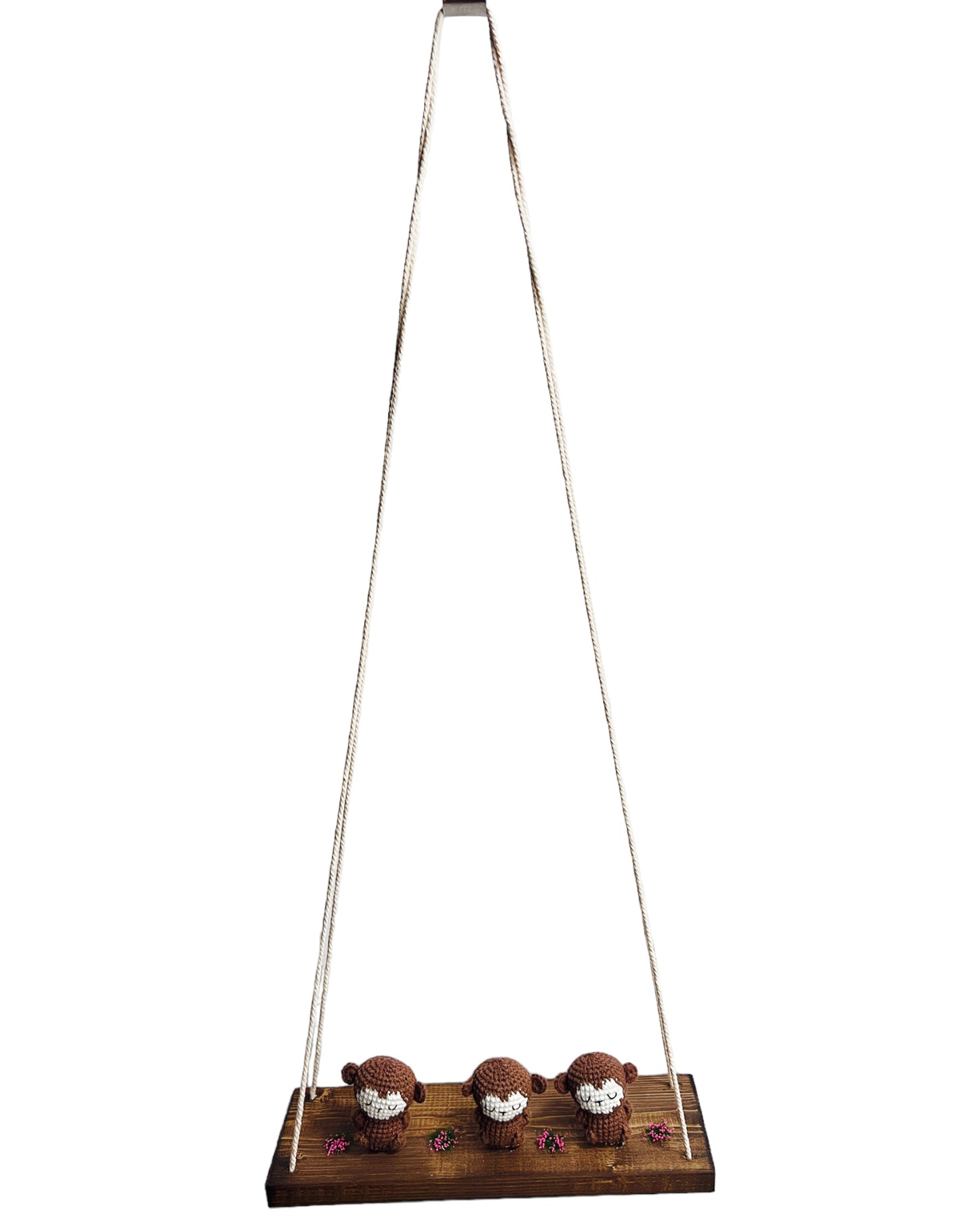 Monkeys on a swing  Hanging Wall Shelf