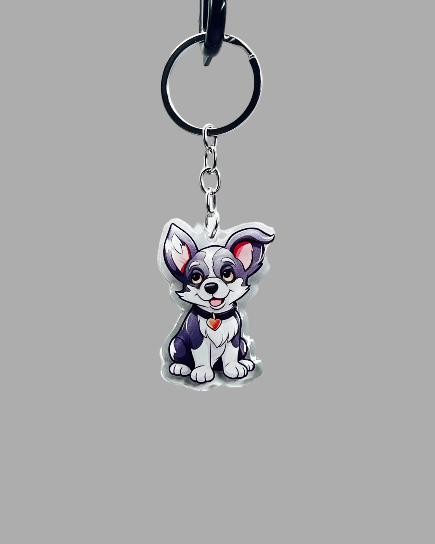 Husky Dog Acrylic Keychain, Cute kawaii memorial ornament, pet portrait charm gift, backpack fob, dad car décor, dog mom gift