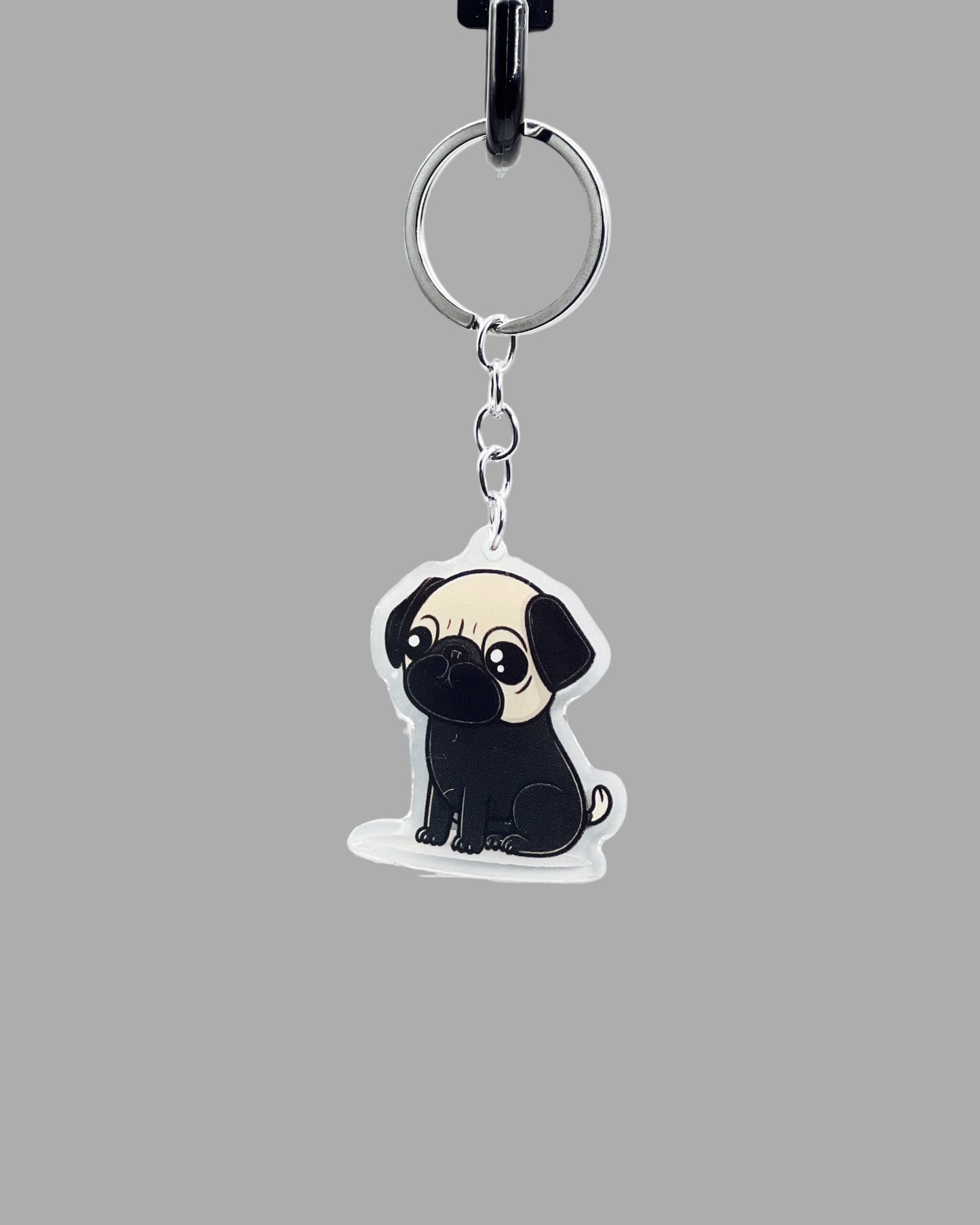 Pug Dog Acrylic keychain, Cute kawaii memorial ornament, pet portrait charm gift, backpack fob, dad car décor, dog mom gift