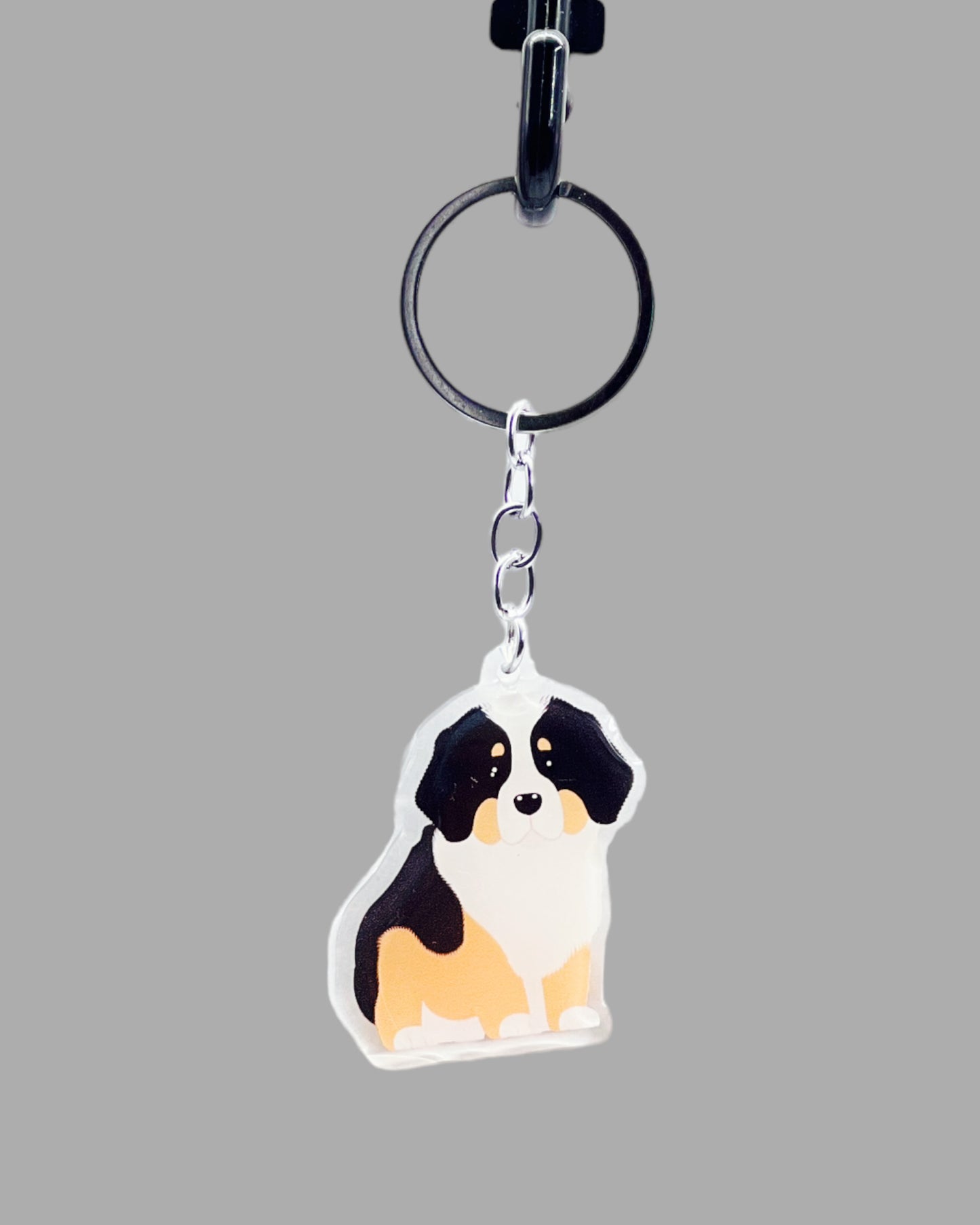 Bernese Mountain Dog Acrylic keychain, Cute kawaii memorial ornament, pet portrait charm gift  backpack fob, dad car décor, first day of school