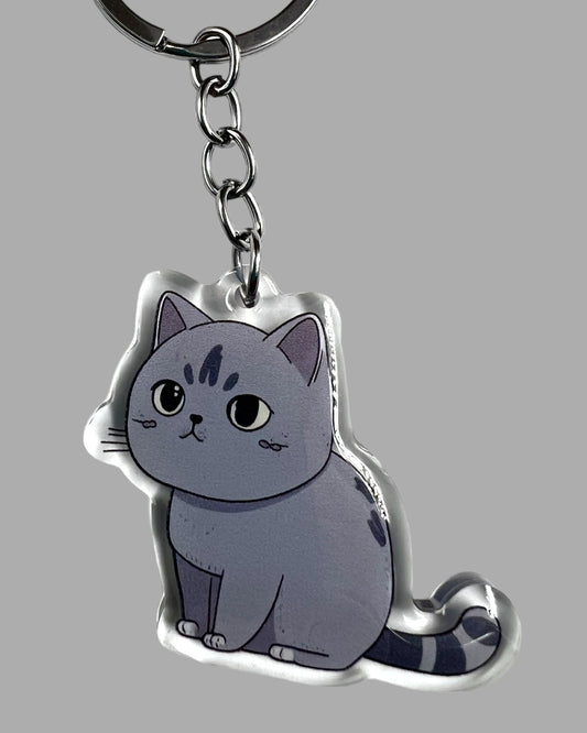 Russian Blue Cat Acrylic Keychain, Cute kawaii memorial ornament, pet portrait charm, backpack fob, dad car décor, stocking stuffer, birthday gift