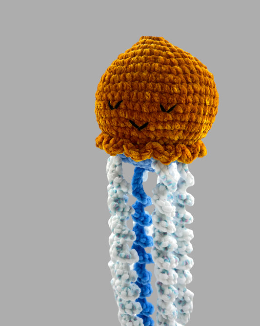 Jellyfish Handmade Crochet stuffed Doll for Montessori Play, Nursery Decor, and Baby Shower Gifts . Granddaughter, niece, nephew & grandson