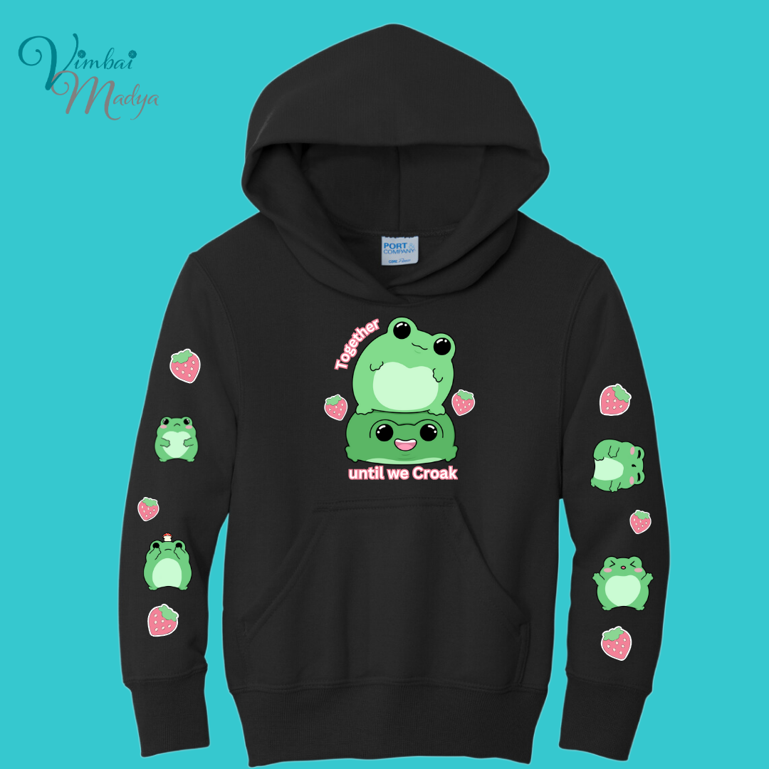 Youth Kawaii Frog  Sweater Hoodie  : Perfect Birthday Gift & Fall Winter Essential  .  Trendy, Unisex Style for Your Best Friend's Wardrobe