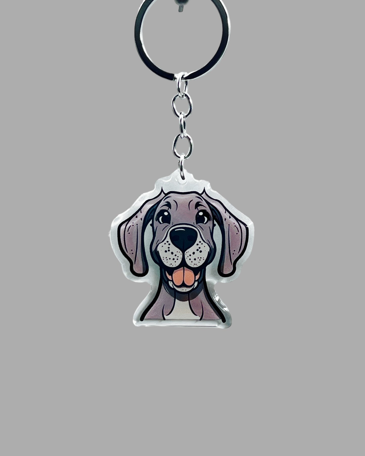 Great Dane Dog Acrylic keychain, Cute kawaii memorial ornament, pet portrait charm gift, backpack photo fob, dad car décor, dog mom gift