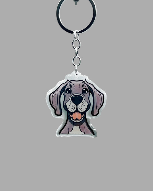 Great Dane Dog Acrylic keychain, Cute kawaii memorial ornament, pet portrait charm gift, backpack photo fob, dad car décor, dog mom gift