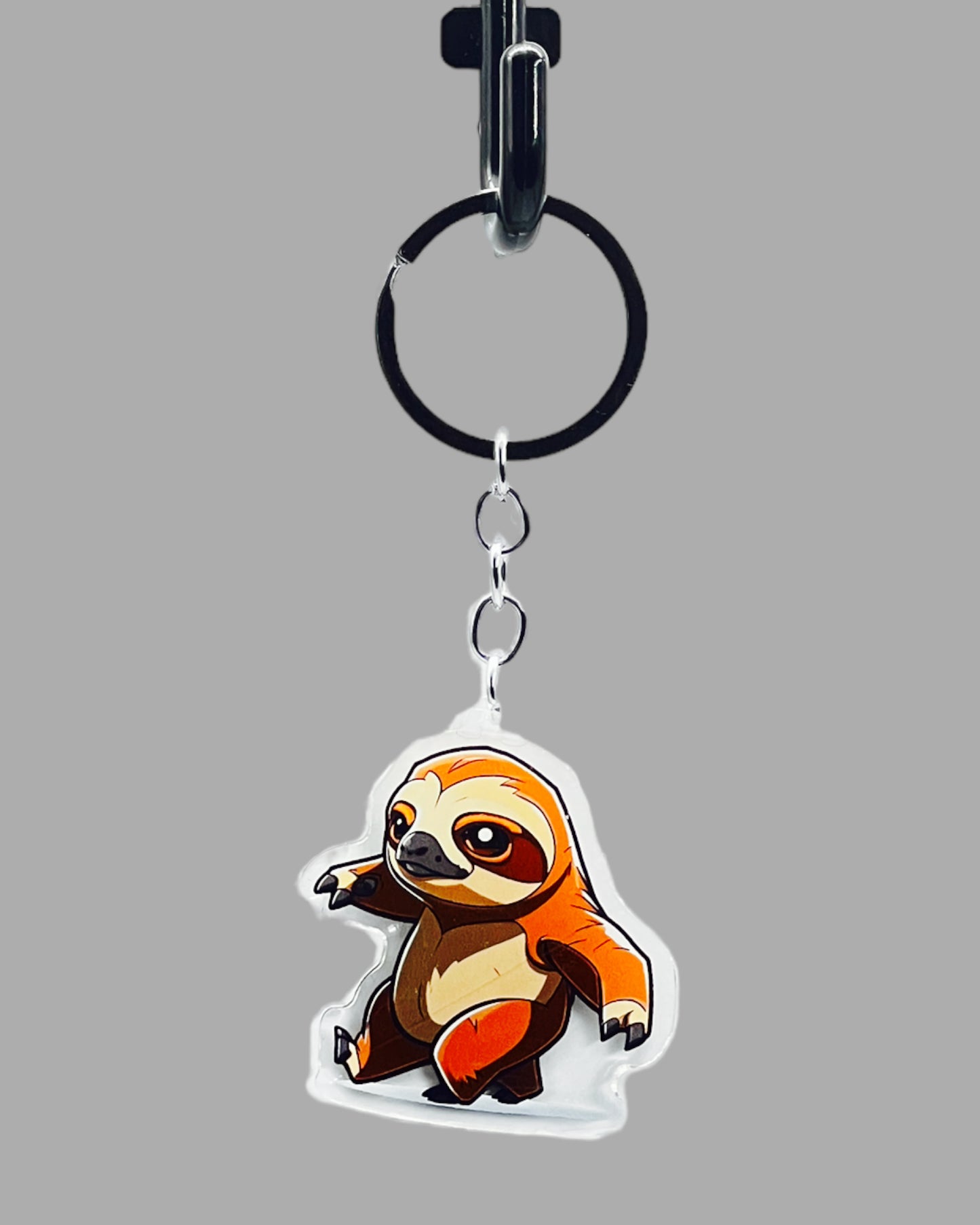 Sloth Acrylic keychain, Wildlife Cute kawaii memorial ornament, pet portrait charm, backpack fob, dad car décor, stocking stuffer, birthday gift