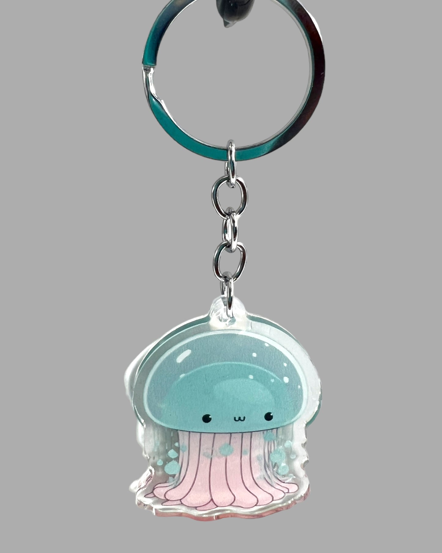 Jellyfish Acrylic Keychain, Wildlife Cute kawaii memorial ornament, pet portrait charm gift  backpack fob, dad car décor, first day of school gift