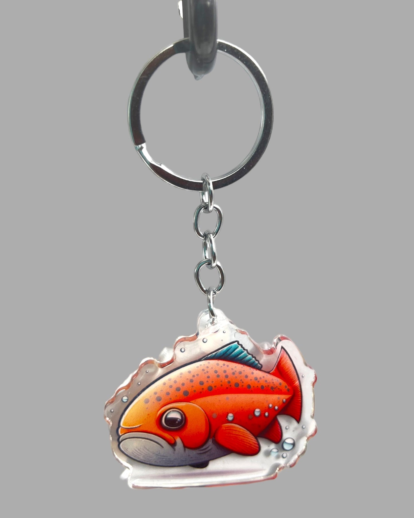 Salmon fish Acrylic Keychain, Wildlife Cute kawaii memorial ornament, pet portrait charm, backpack fob, dad car décor, stocking stuffer, birthday gift