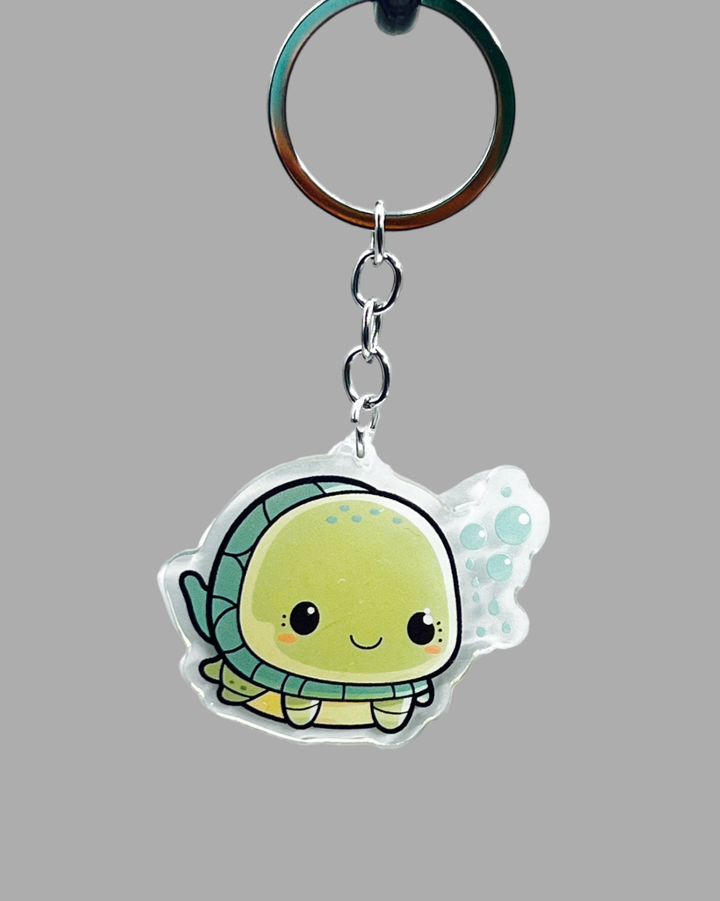 Turtle Acrylic keychain, Wildlife Cute kawaii memorial ornament, pet portrait charm, backpack fob, dad car décor, stocking stuffer