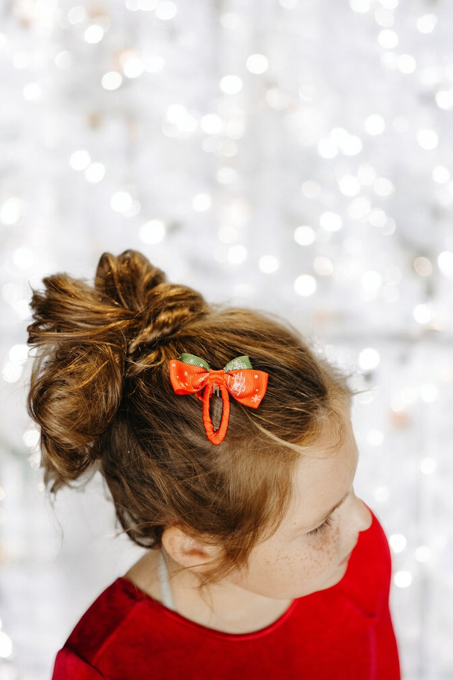 Christmas Crochet Trim Snap Hair Clips, Hair barrettes for kids