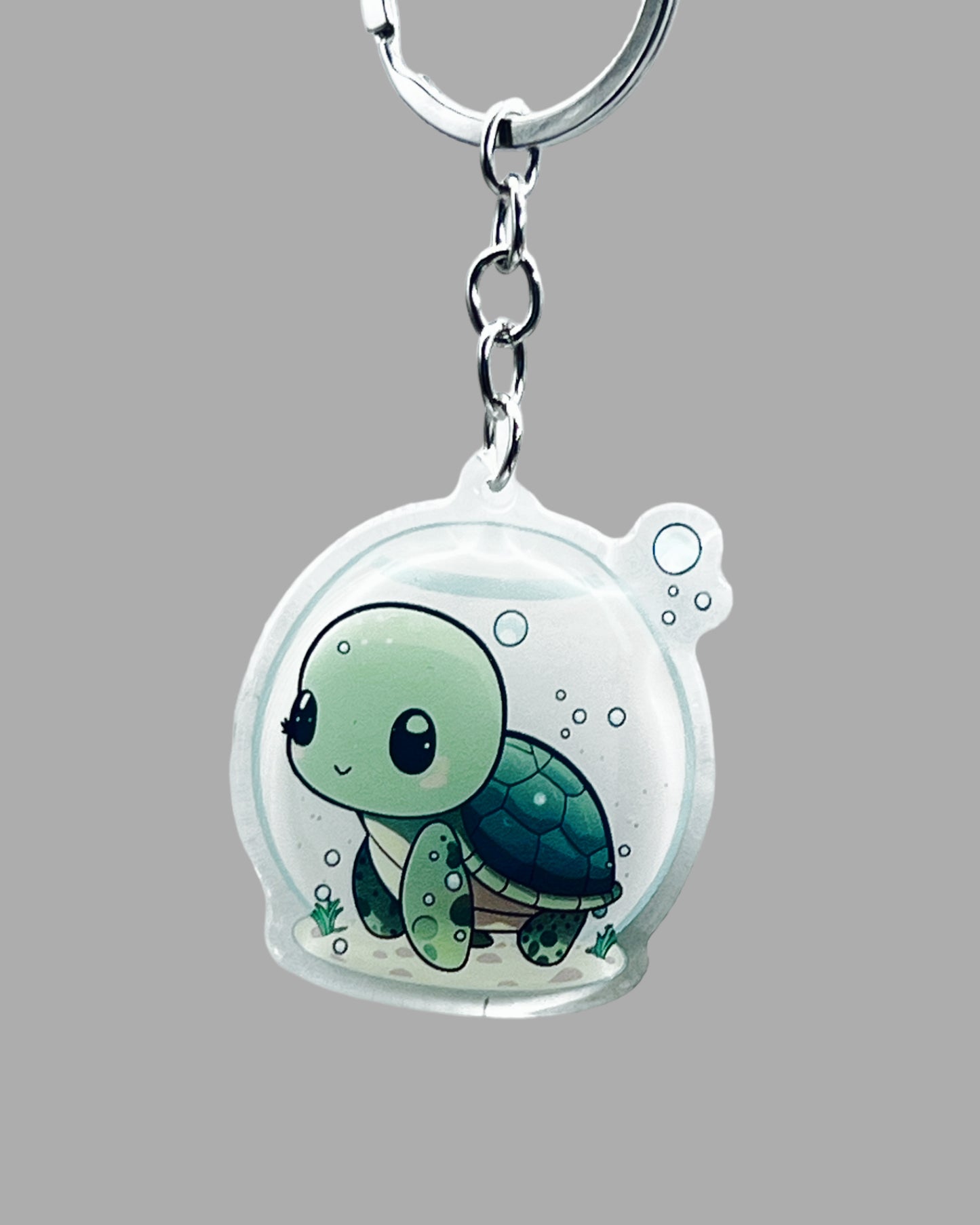 Turtle Acrylic keychain, Wildlife Cute kawaii memorial ornament, pet portrait charm, backpack fob, dad car décor, stocking stuffer