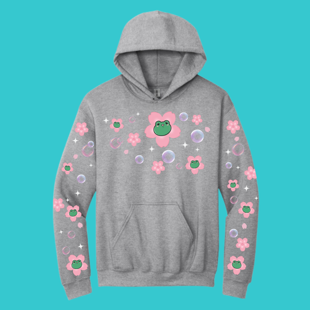 Sakura  Kawaii Frog Sweater Hoodie : Perfect Mother's Day Gift & Fall Winter Essential  .  Trendy, Blossom Style for Your Best Friend