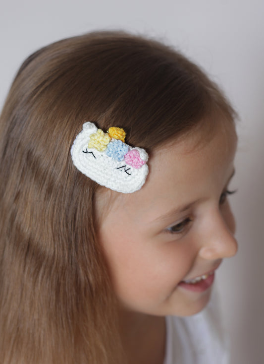 Trendy Girls' Gifts : Crochet Hair Clips . Barrettes for Teens, Granddaughters, Newborn Girl Outfits, with Embroidery Designs