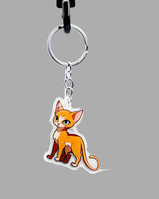 Abyssinian Cat Acrylic keychain, Cute kawaii memorial ornament, pet portrait charm gift of animal crossing, backpack photo fob or dad car décor