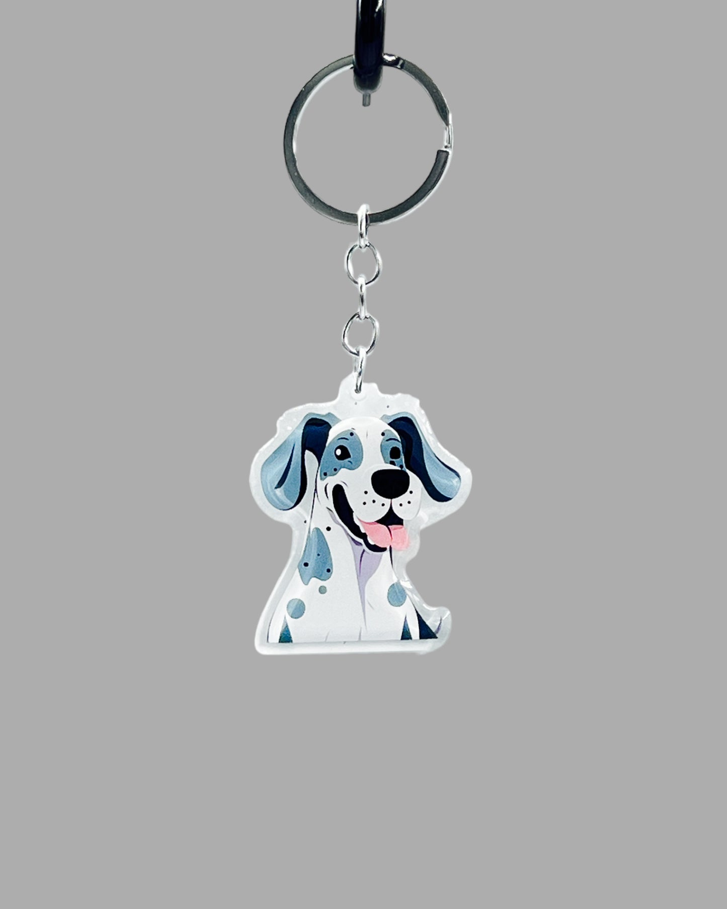 Great Dane Dog Acrylic keychain, Cute kawaii memorial ornament, pet portrait charm gift, backpack photo fob, dad car décor, dog mom gift