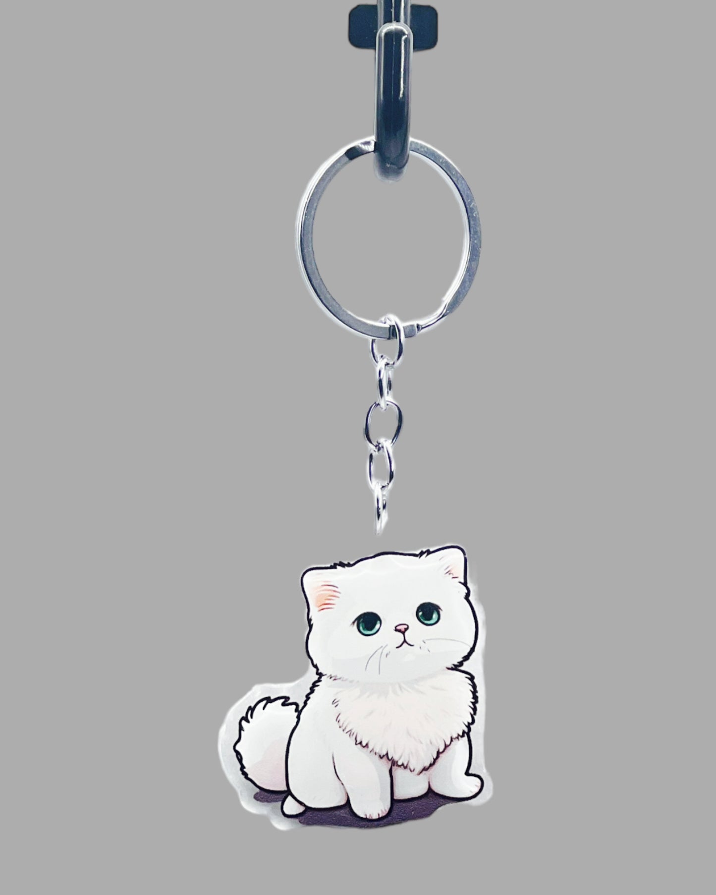 Persian Cat Acrylic Keychain, Cute kawaii memorial ornament, pet portrait charm, backpack fob, dad car décor, stocking stuffer, birthday gift