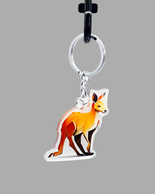 Kangaroo Acrylic keychain, wildlife Jellyfish Acrylic Keychain, Wildlife Cute kawaii memorial ornament, pet portrait charm gift  backpack fob, dad car décor, first day of school gift