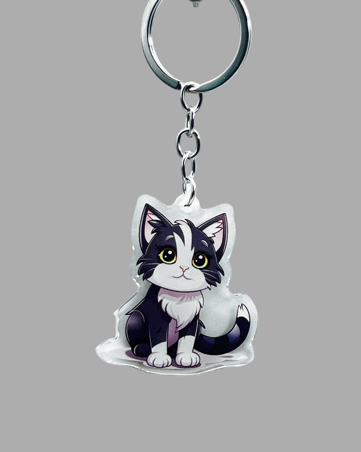 Minute Cat Acrylic key chain, Cute kawaii memorial ornament, pet portrait charm gift  backpack fob, dad car décor, first day of school gift