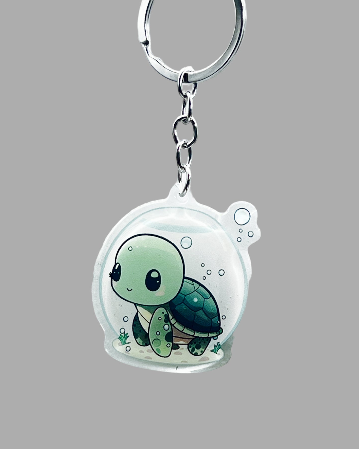 Turtle Acrylic keychain, Wildlife Cute kawaii memorial ornament, pet portrait charm, backpack fob, dad car décor, stocking stuffer