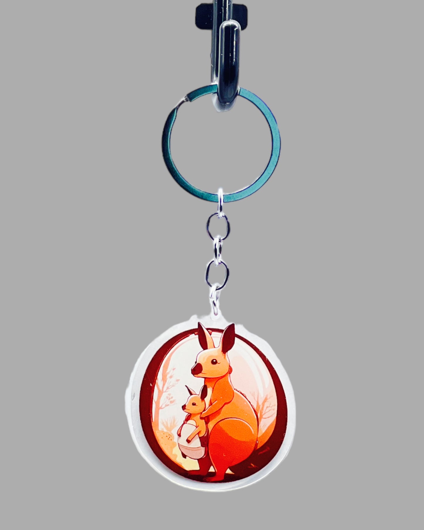 Kangaroo Acrylic keychain, wildlife Jellyfish Acrylic Keychain, Wildlife Cute kawaii memorial ornament, pet portrait charm gift  backpack fob, dad car décor, first day of school gift