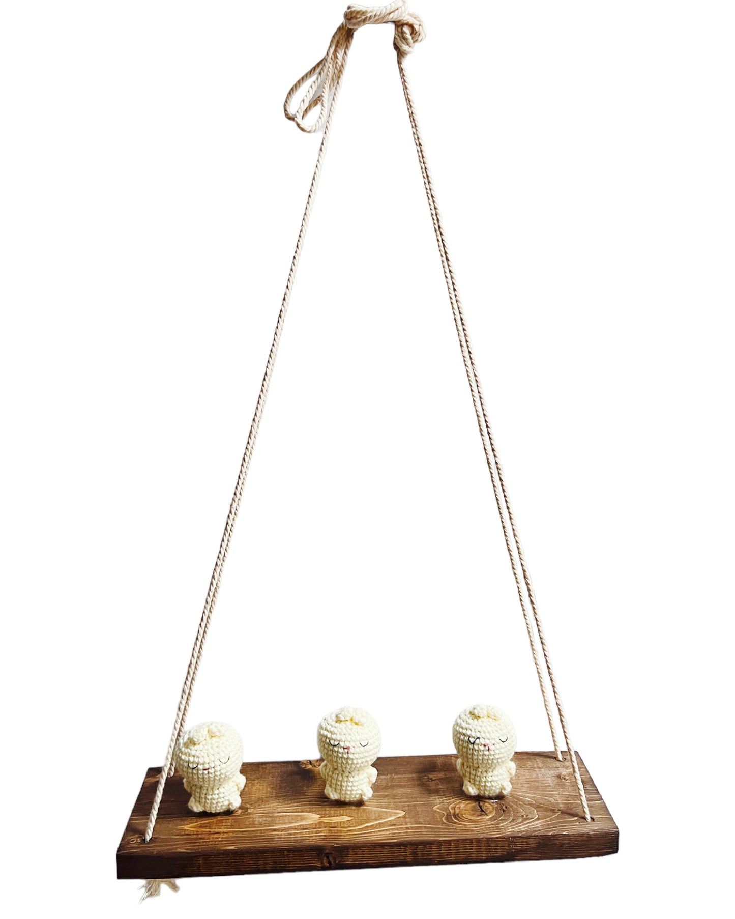 Bunnies on a swing  Hanging Wall Shelf