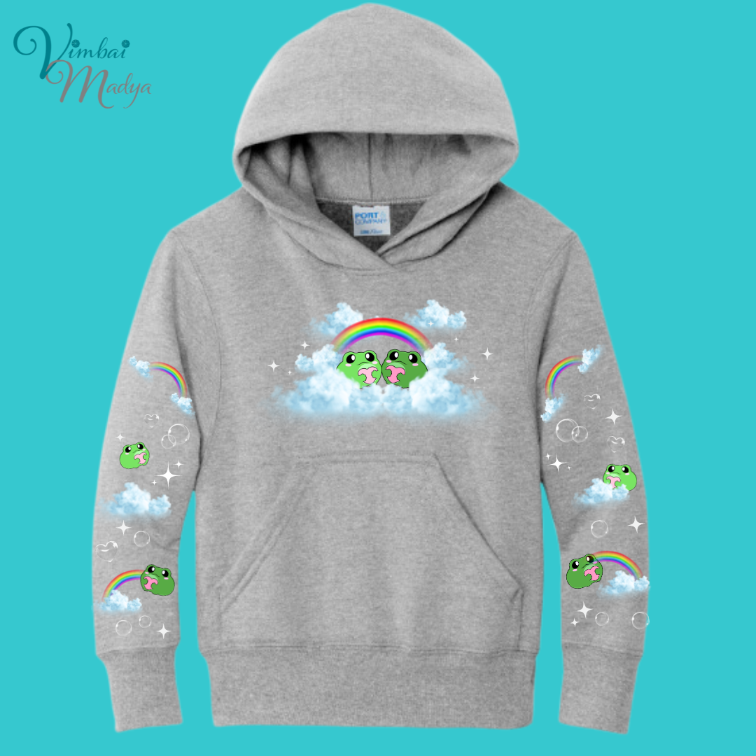 Youth Kawaii Frog  Sweater Hoodie  : Perfect Mother's Day Gift & Fall Winter Essential  .  Trendy, Unisex Style for Your Best Friend's Wardrobe