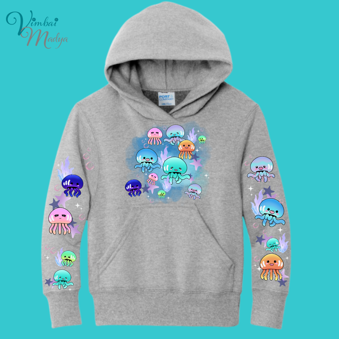 Youth Jellyfish Sweatshirt Unisex Clothing Kawaii Hoodie : Ocean, fish, beach  and Best Friend Gift . Fall Winter Essential . Gift for her