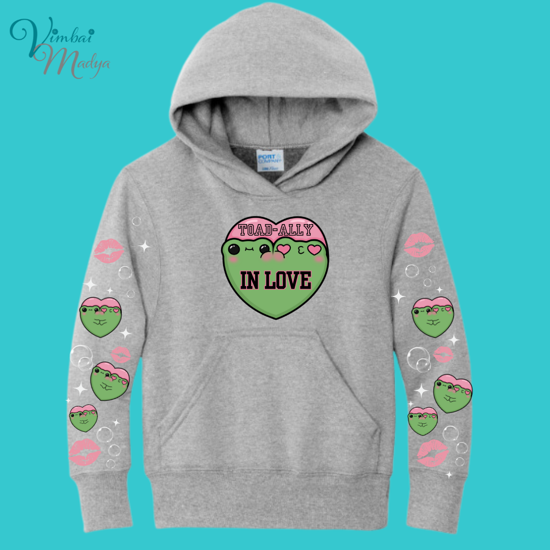 Kawaii Frog  Youth Sweater Hoodie  : Perfect Birthday Gift & Fall Winter Essential  .  Trendy, Unisex Style for Your Best Friend's Wardrobe