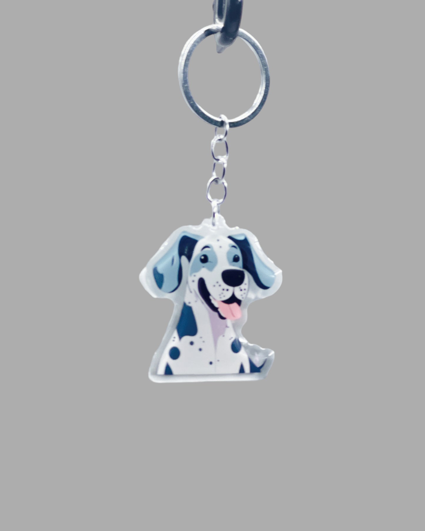 Great Dane Dog Acrylic keychain, Cute kawaii memorial ornament, pet portrait charm gift, backpack photo fob, dad car décor, dog mom gift