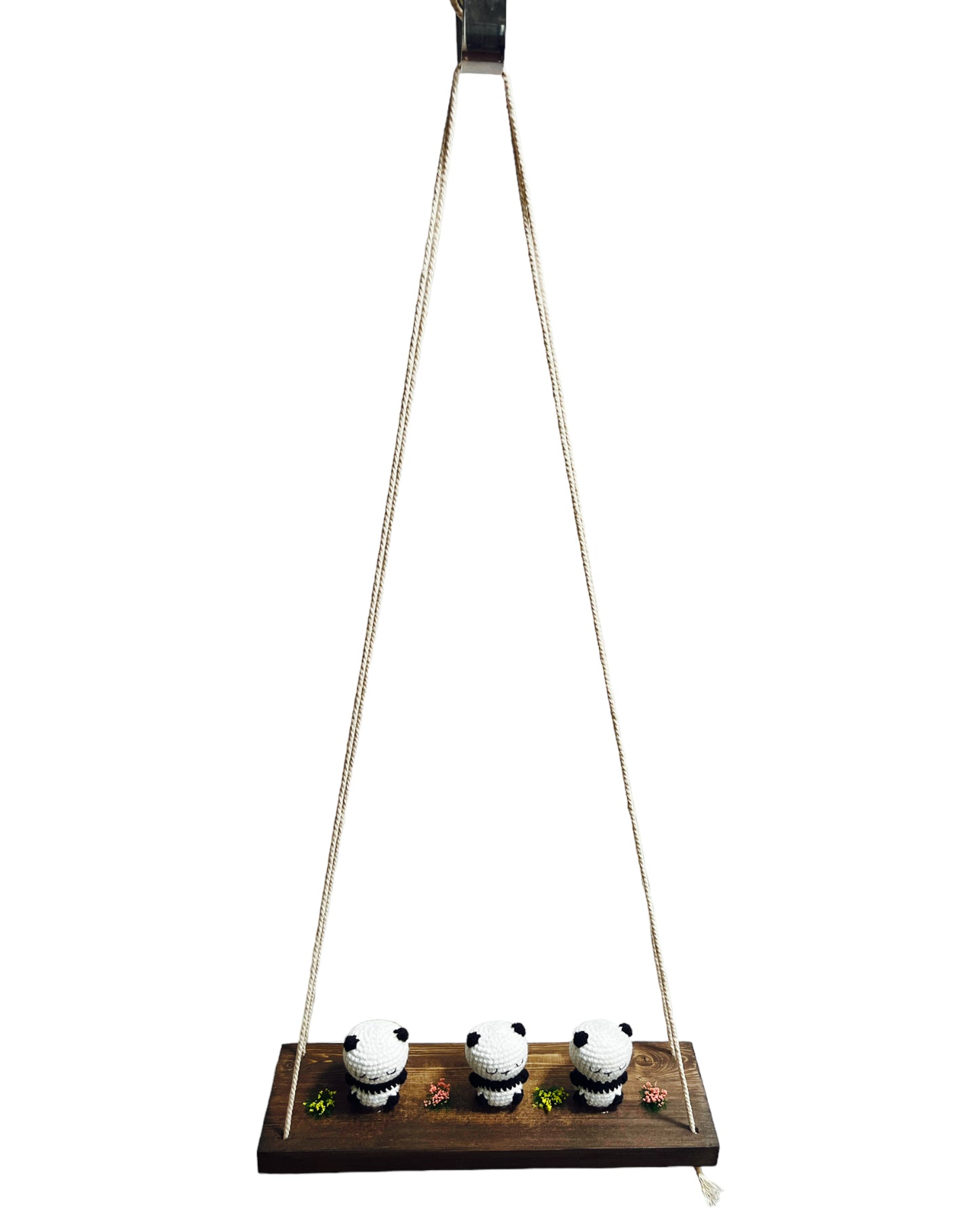 Panda on a swing  Hanging Wall Shelf