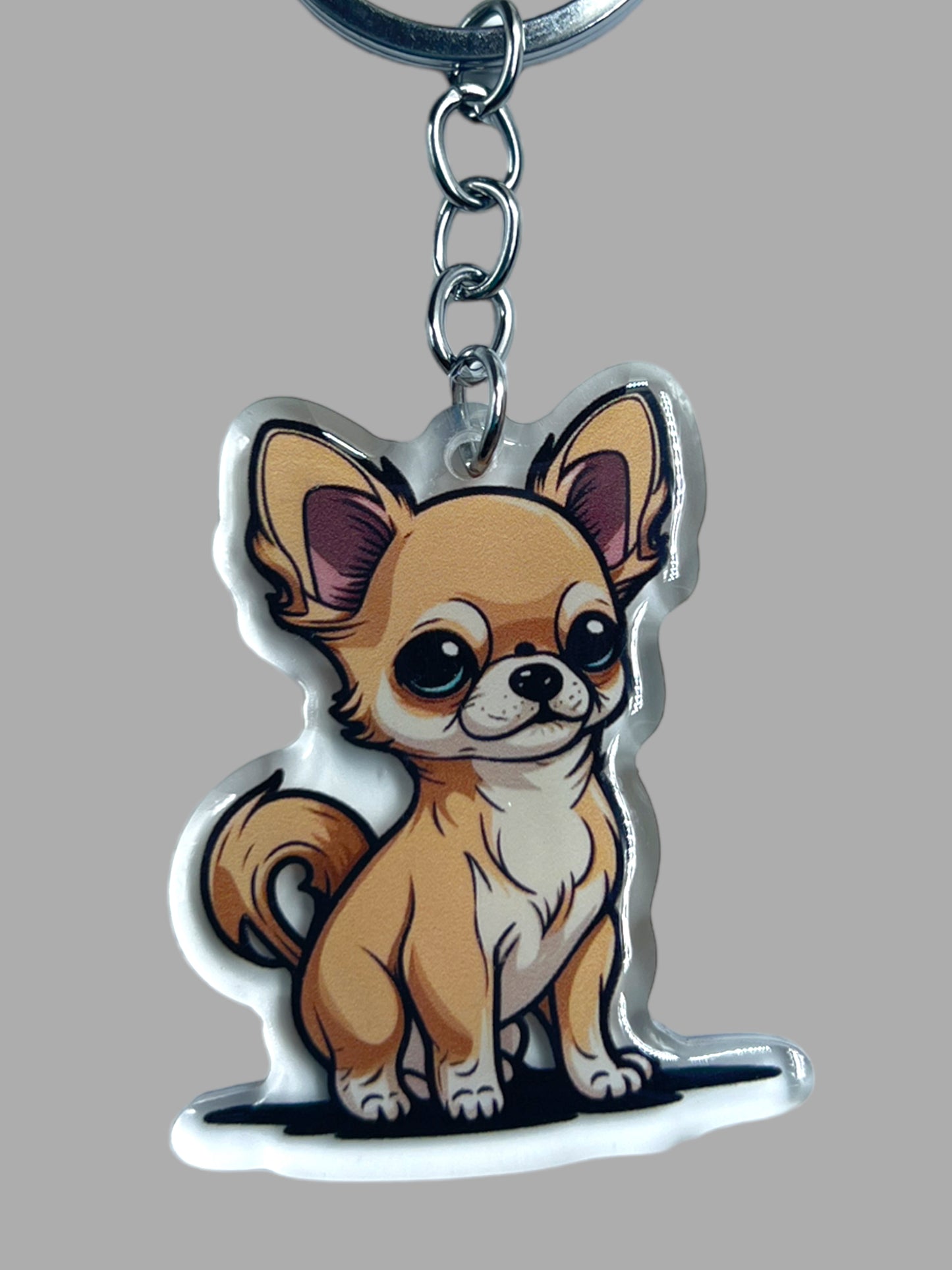 Chihuahua Acrylic Keychain Cute kawaii memorial ornament, pet portrait charm gift  backpack fob, dad car décor, dog mom