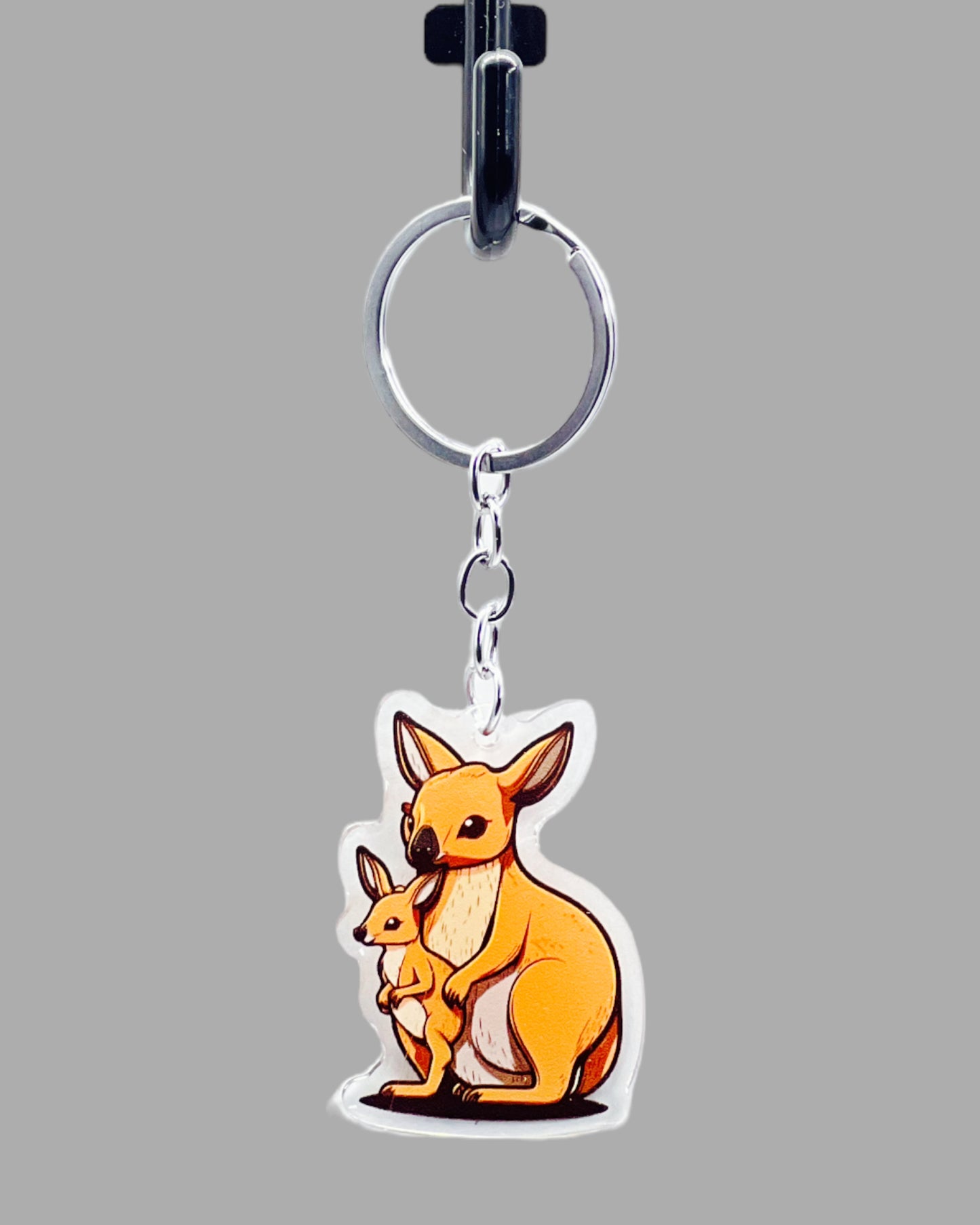 Kangaroo Acrylic keychain, wildlife Jellyfish Acrylic Keychain, Wildlife Cute kawaii memorial ornament, pet portrait charm gift  backpack fob, dad car décor, first day of school gift