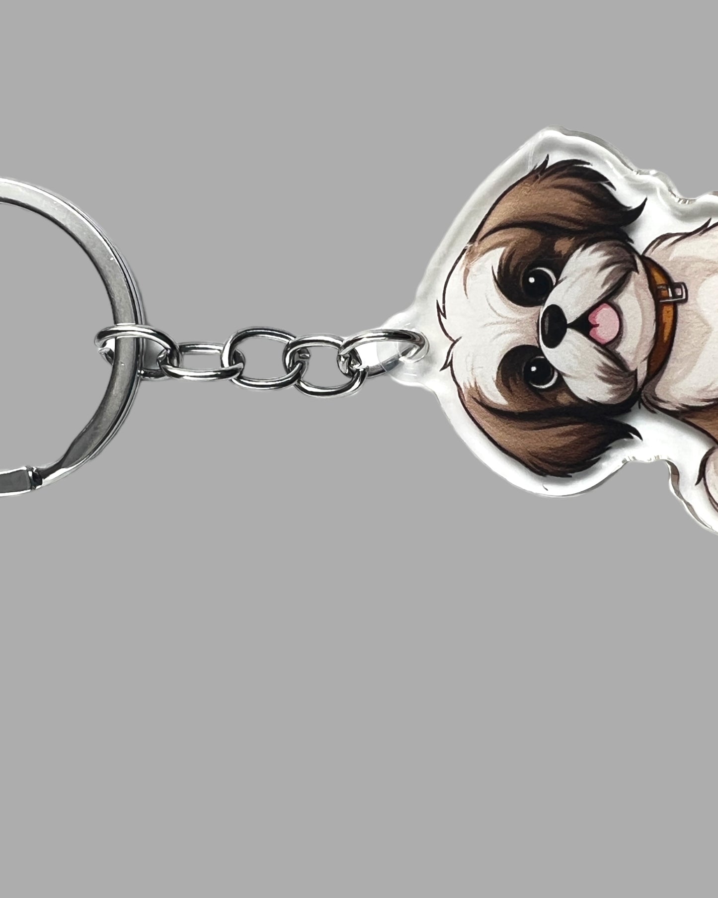 Shih Tzu Dog Acrylic Keychain, Cute kawaii memorial ornament, pet portrait charm gift, backpack fob, dad car décor, dog mom gift