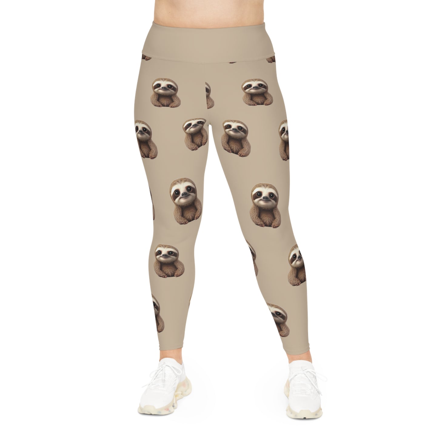 Sloth Plus Size Leggings One of a Kind Gift - Unique Workout Activewear tights for Mom fitness, Mothers Day, Girlfriend Christmas Gift