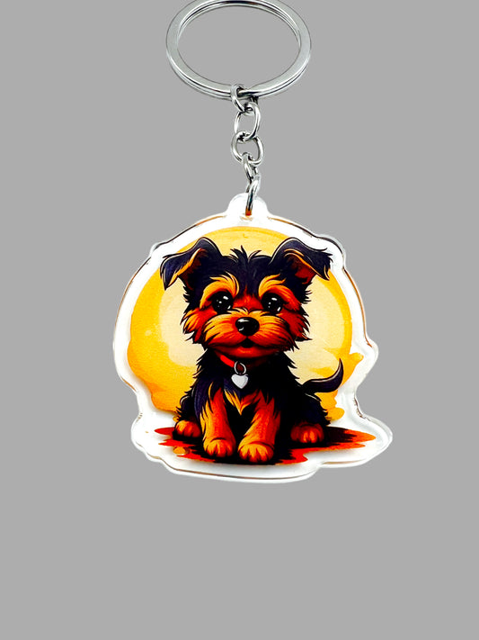 Yorkie dog Kawaii Acrylic Keychain, Cute kawaii memorial ornament, pet portrait charm gift, backpack photo fob, dad car décor, dog mom gift