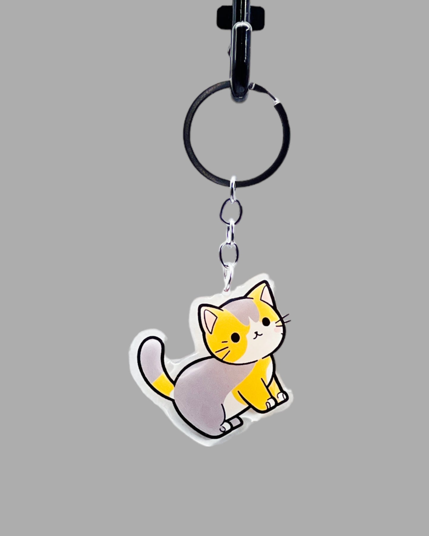 American Short Hair Cat Acrylic Keychain Cute kawaii animal memorial ornament, pet portrait charm gift  backpack photo fob or dad car décor