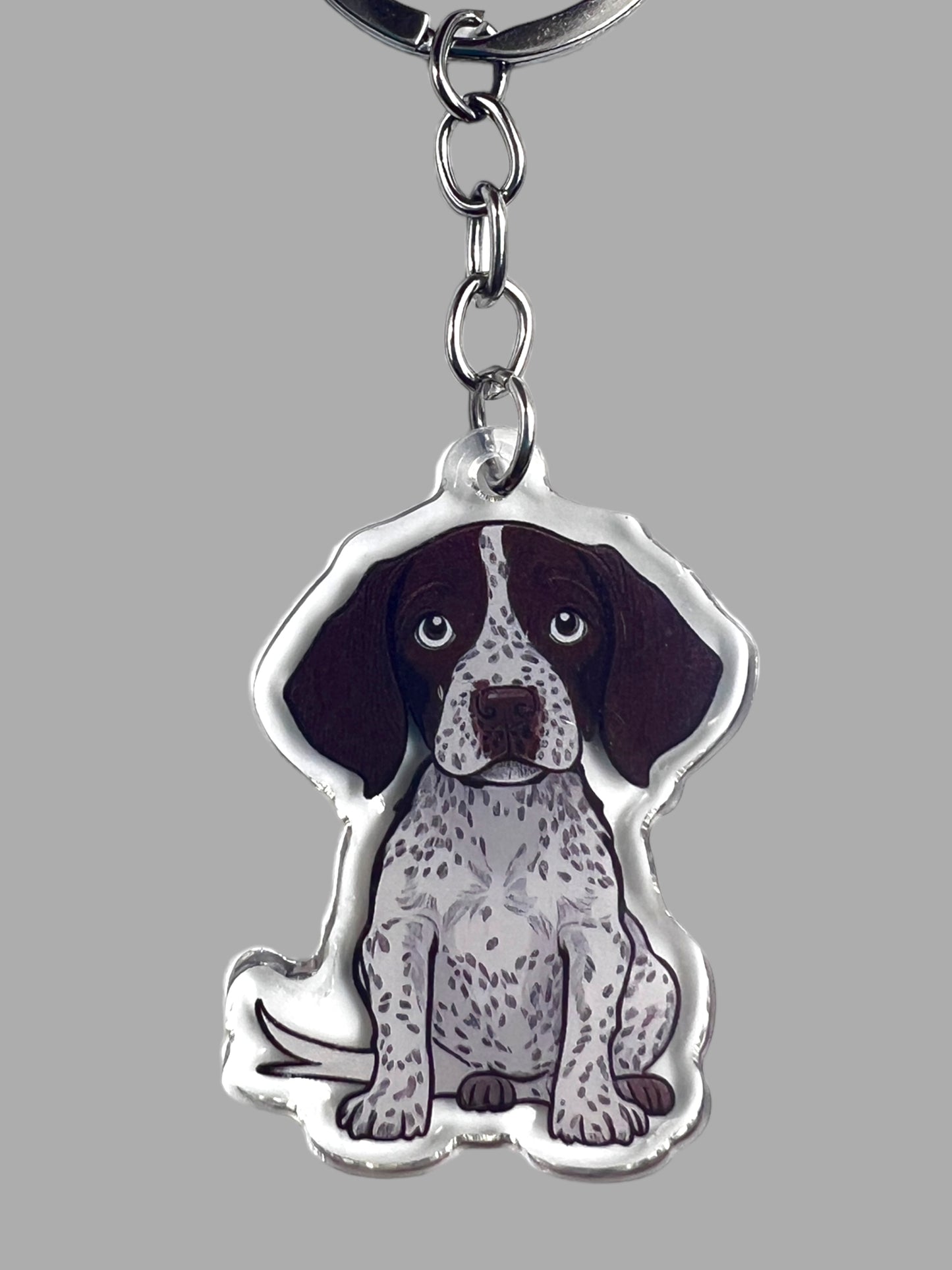 German Shorthaired Pointer Dog Acrylic Keychain, Cute kawaii memorial ornament, pet portrait charm gift backpack fob, dad car décor, dog mom gift