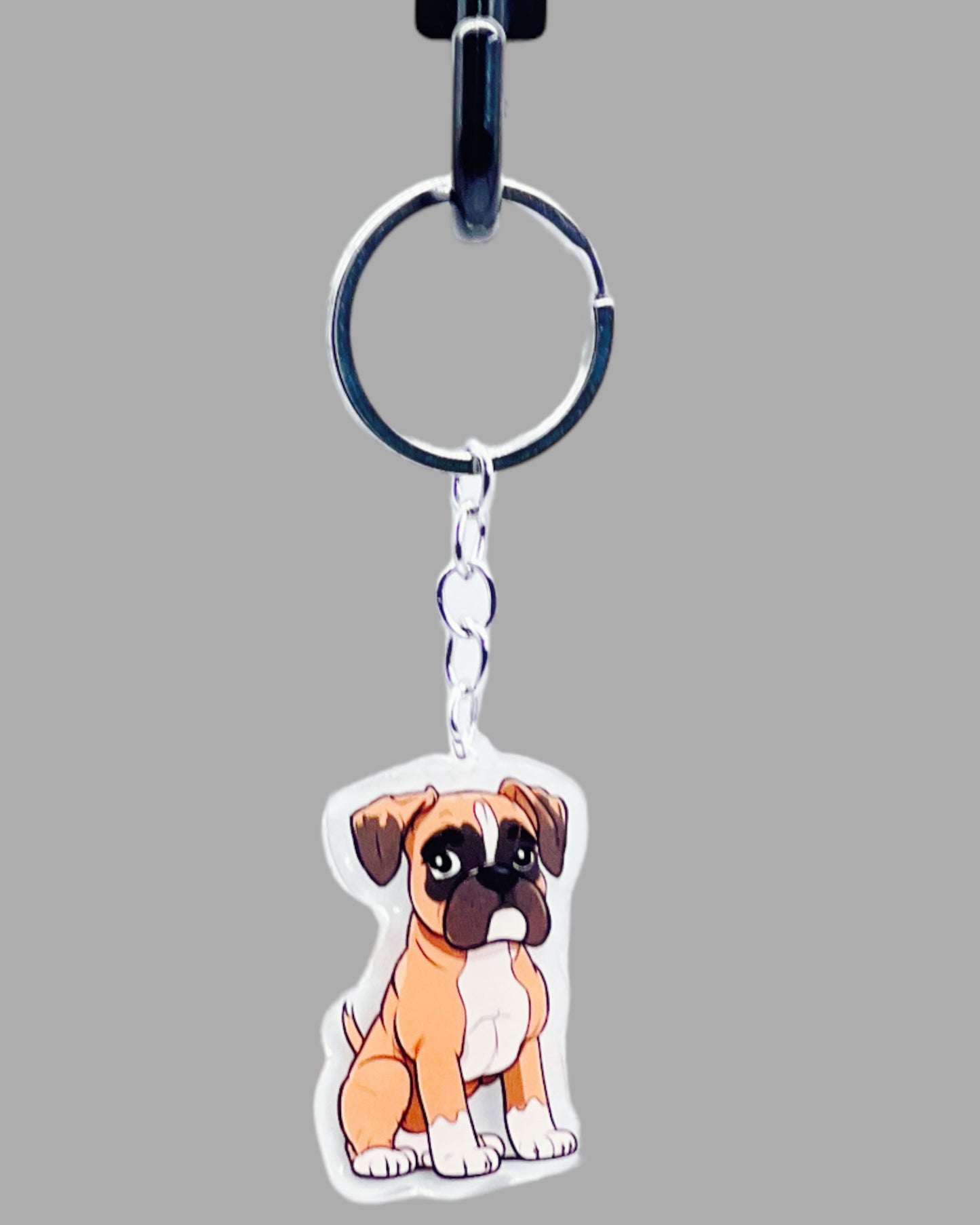 Boxer Dog Acrylic keychain, Cute kawaii memorial ornament, pet portrait charm gift  backpack fob, dad car décor, first day of school