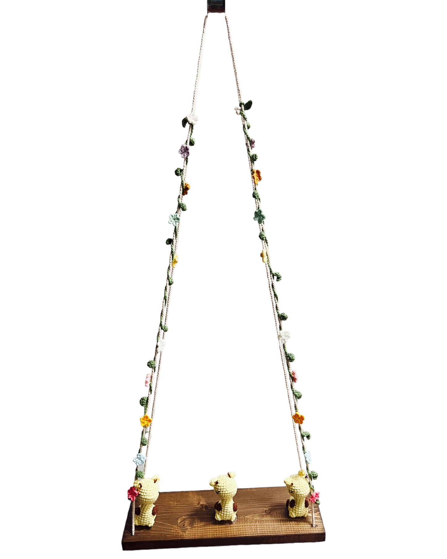 Giraffes on a swing  Hanging Wall Shelf