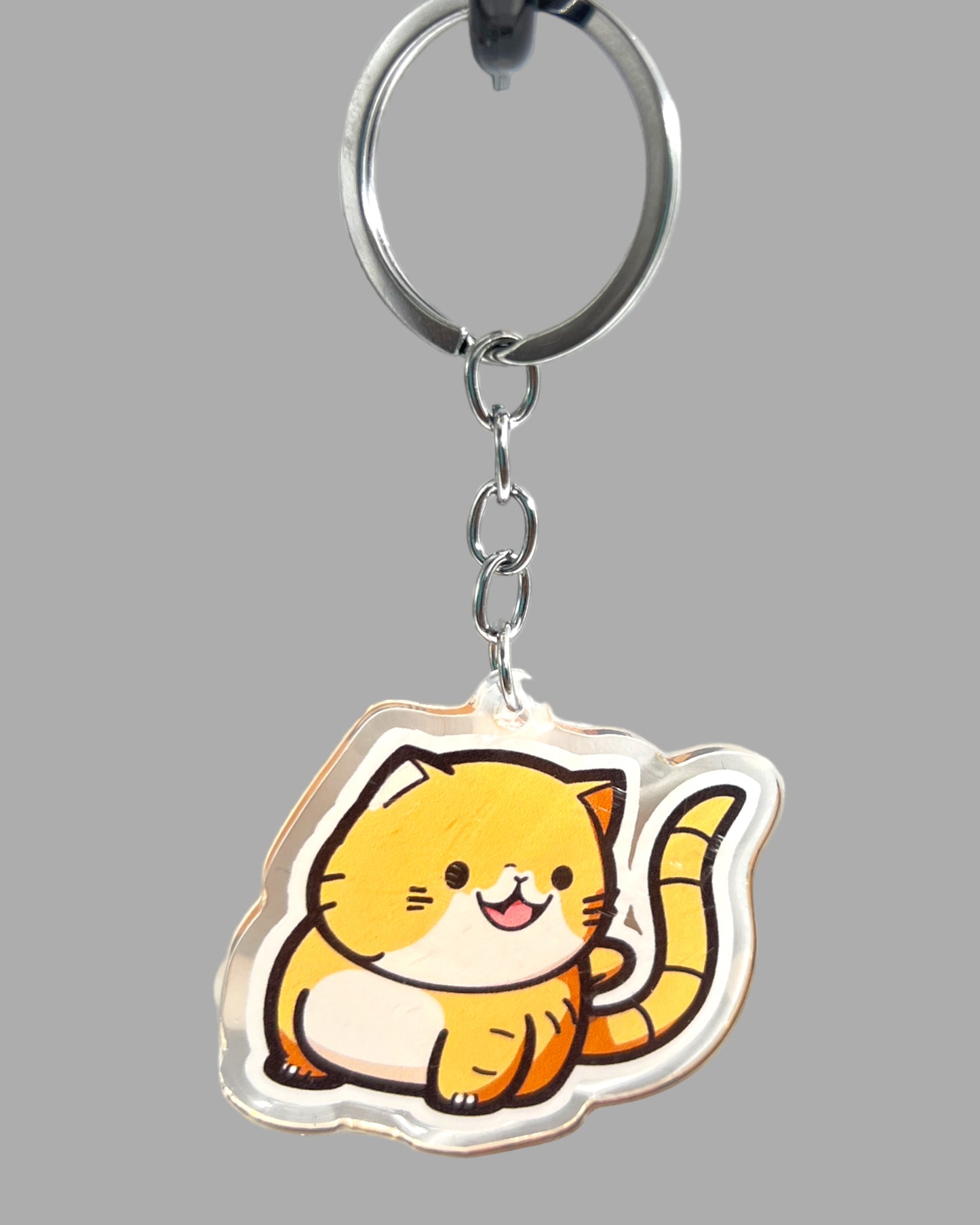 Orange Tabby Cat Acrylic keychain, Cute kawaii memorial ornament, pet portrait charm gift backpack fob, dad car décor, first day of school gift