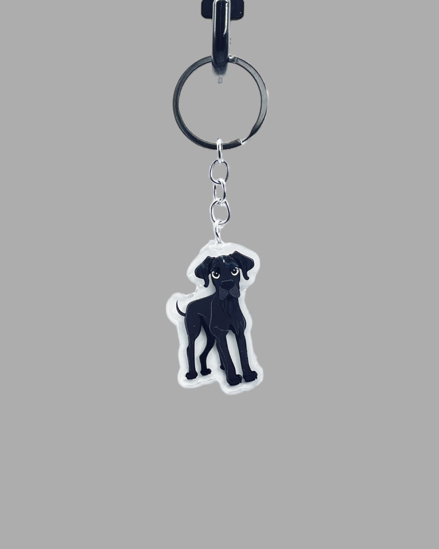 Great Dane Dog Acrylic keychain, Cute kawaii memorial ornament, pet portrait charm gift, backpack photo fob, dad car décor, dog mom gift