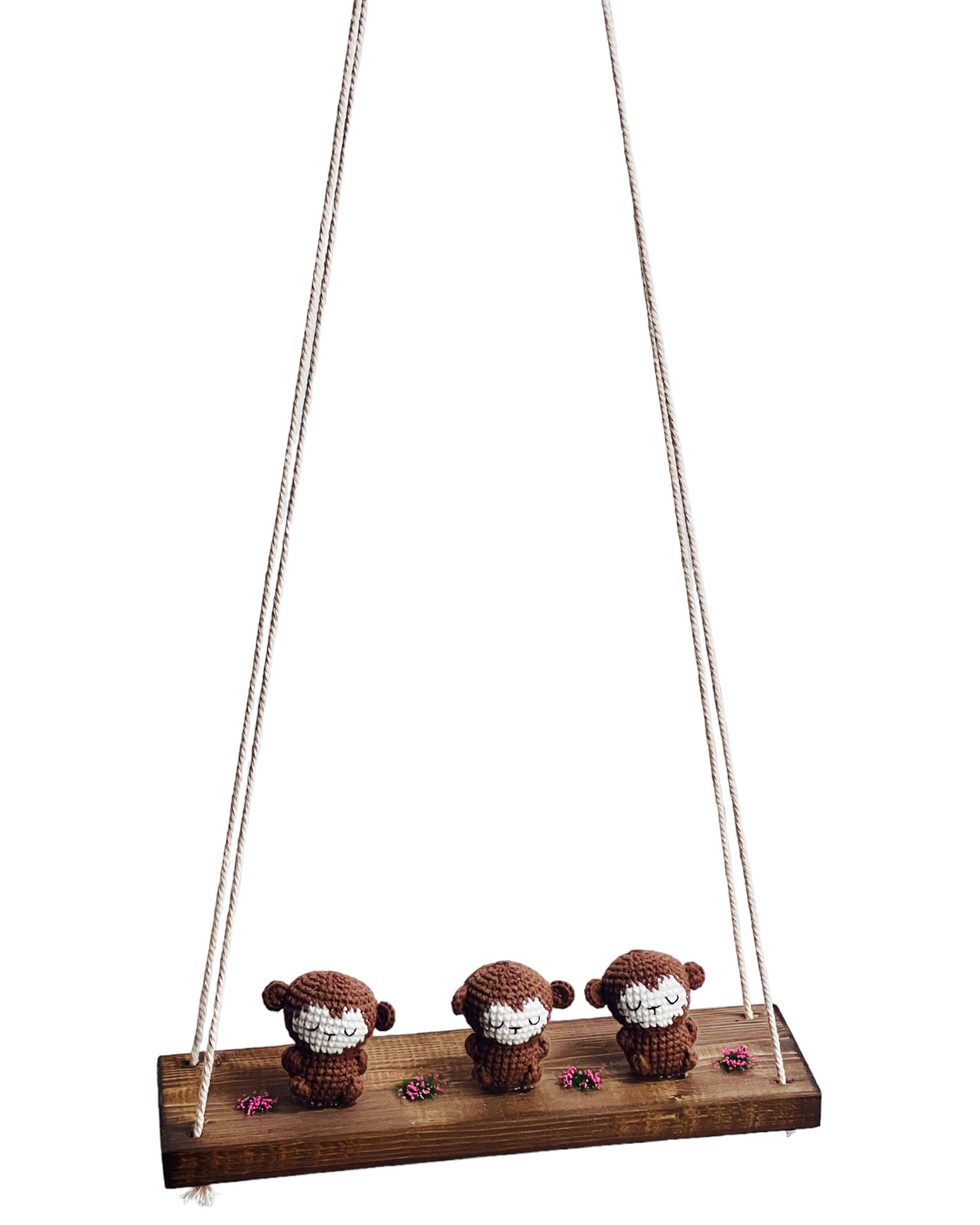 Monkeys on a swing  Hanging Wall Shelf