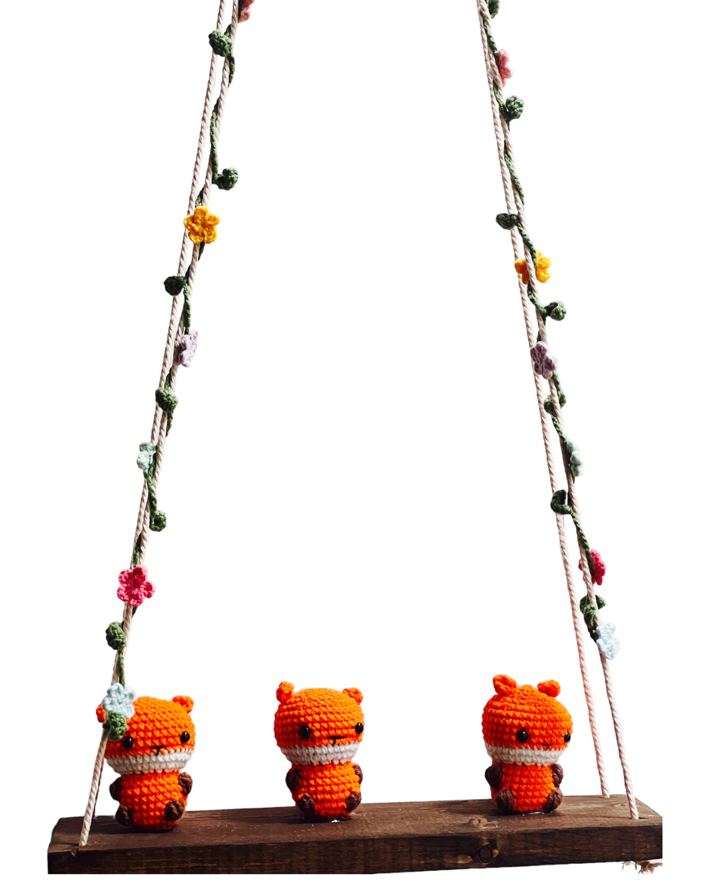 Foxes on a swing  Hanging Wall Shelf