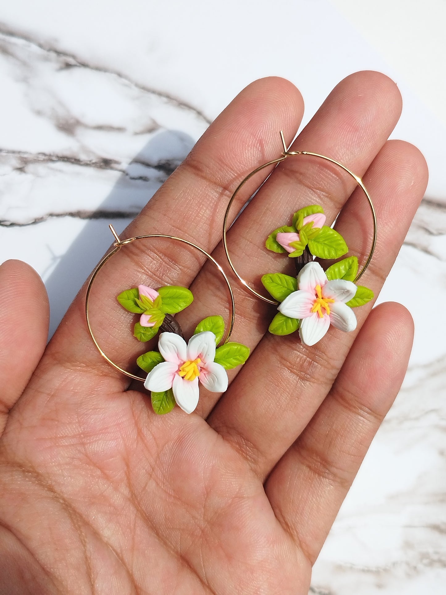 Sakura Blossom polymer clay earrings, japanese kawaii earrings, fun funky weird handmade cottagecore, cute anime, novelty quirky unique earrings