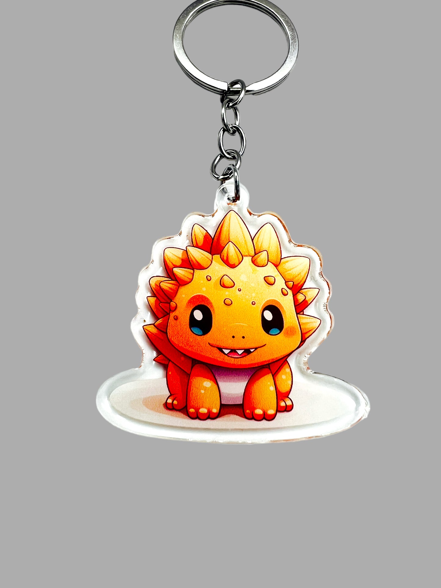 Stegosaurus Dinosaur Acrylic Keychain, Wildlife Cute kawaii memorial ornament, pet portrait charm, backpack fob, dad car décor, stocking stuffer