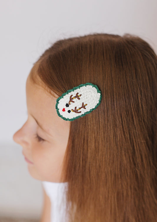 Christmas Trendy Girls' Gifts : Crochet Hair Clips . Barrettes for Teens, Granddaughters, Newborn Girl Outfits, with Embroidery Designs