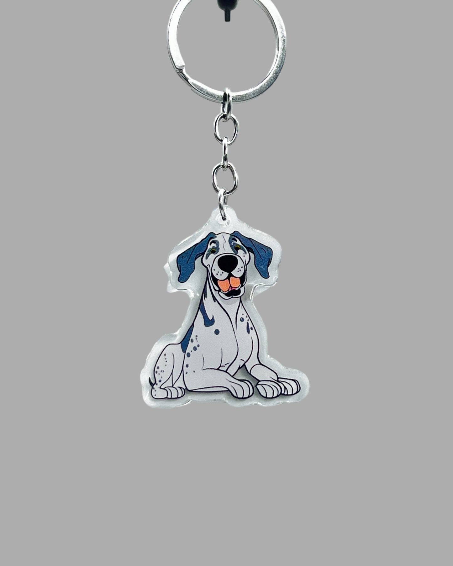 Great Dane Dog Acrylic keychain, Cute kawaii memorial ornament, pet portrait charm gift, backpack photo fob, dad car décor, dog mom gift